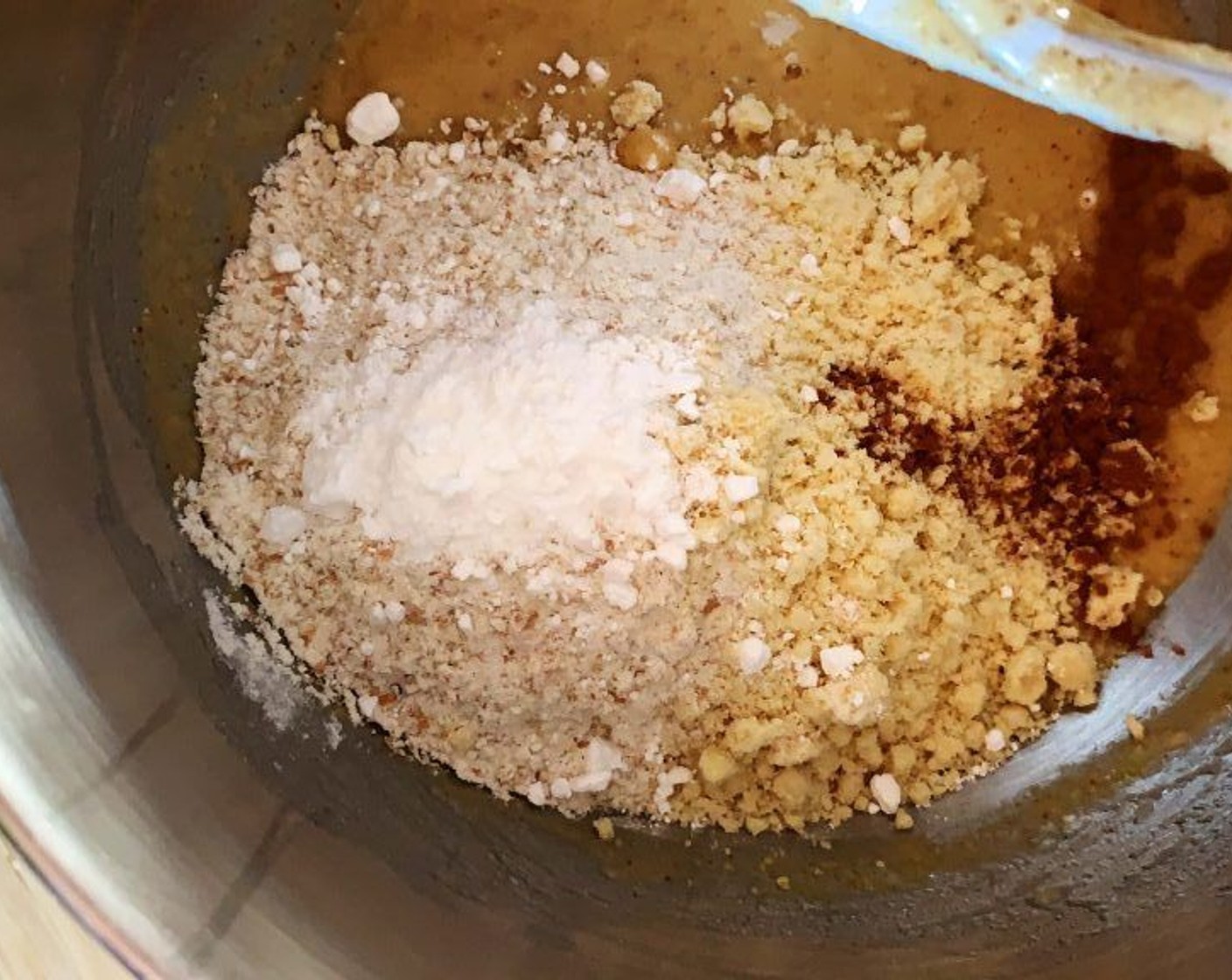 step 3 Fold in the Gluten-Free Oat Flour (2/3 cup), Almond Flour (2/3 cup), Simply Organic Cinnamon, Ground (1/4 tsp), and Baking Powder (1 tsp).