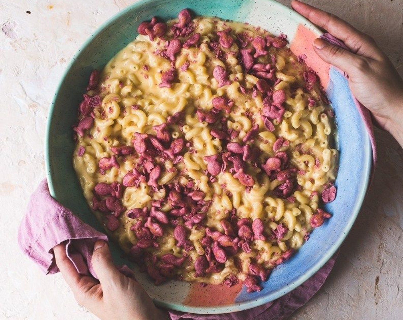 Goldfish-Topped Three Cheese Macaroni