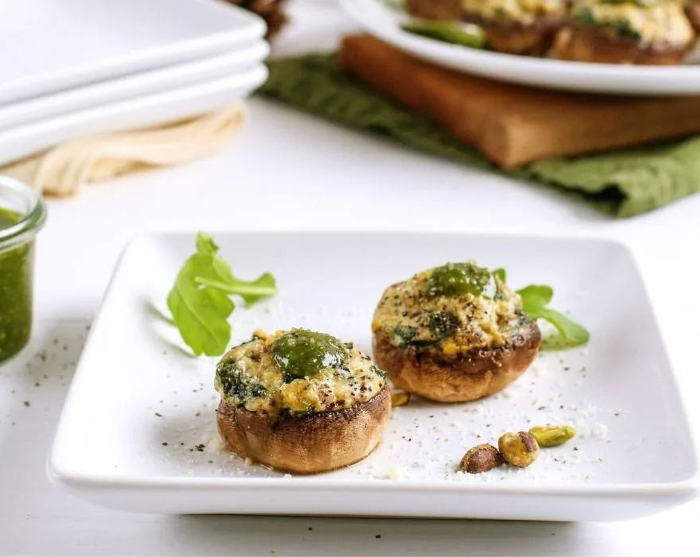 step 11 Garnish with Baby Arugula (to taste) and Parmesan cheese, then serve with leftover pesto.