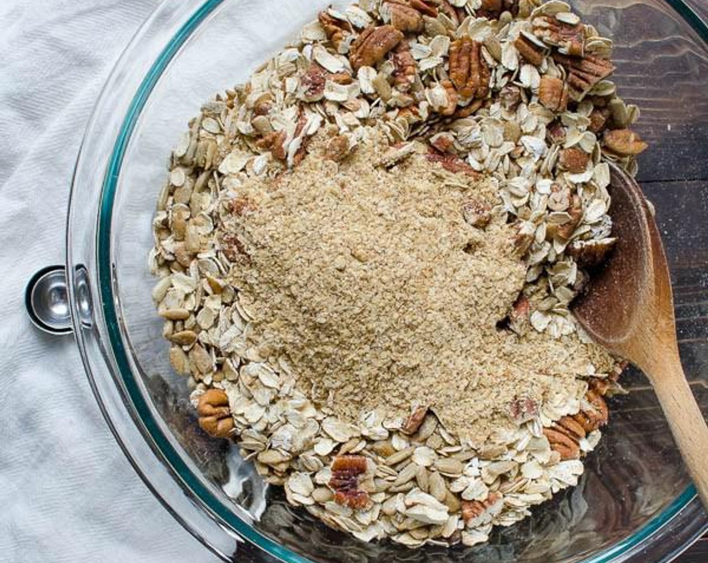 step 2 In a large bowl combine the Old Fashioned Rolled Oats (2 1/2 cups), Pecans (1 cup), Shelled Sunflower Seeds (1/2 cup), Wheat Germ (1/3 cup), stir to combine.