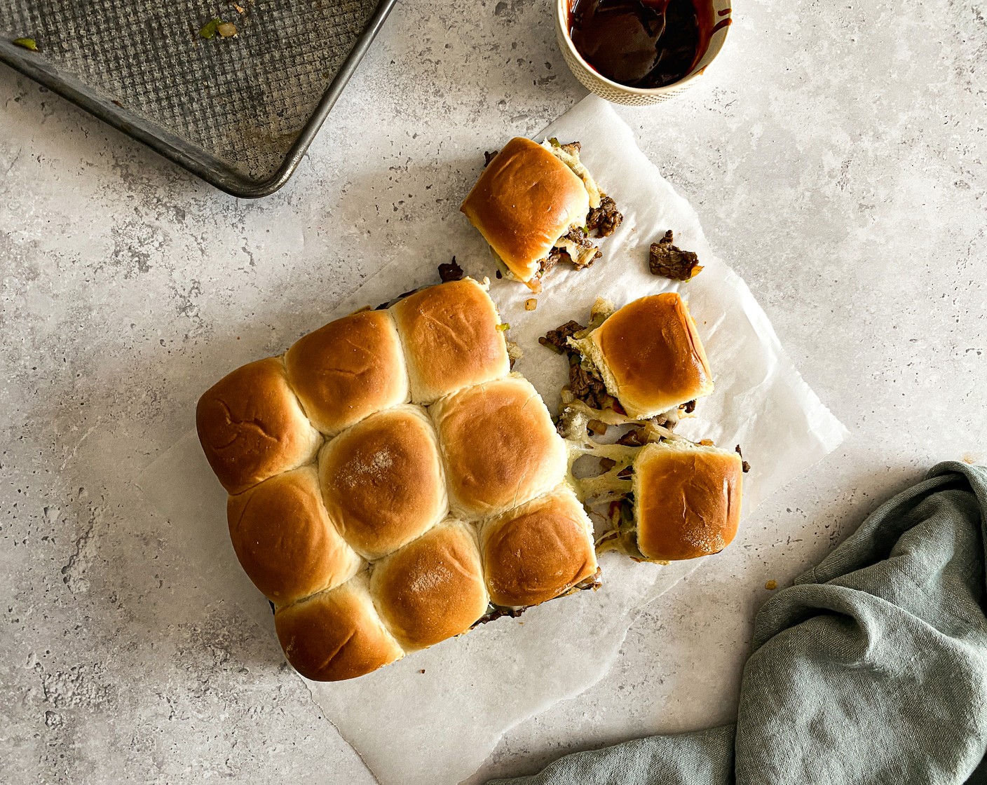 Philly Cheese Pull Apart Dinner Rolls