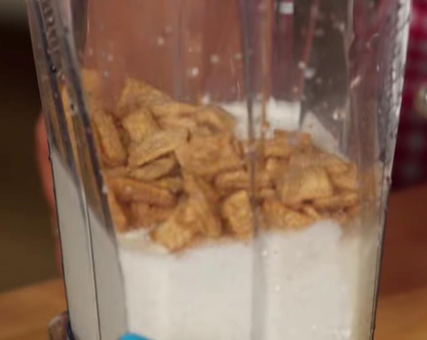 step 1 Add Vanilla Bean Ice Cream (2 scoops), Ice (1/2 cup), Milk (3/4 cup), Cinnamon Toast Crunch™ Cereal (2 Tbsp), Cinnamon Syrup (1 Tbsp), and Granulated Sugar (1/2 Tbsp) to a blender, and blend until smooth.