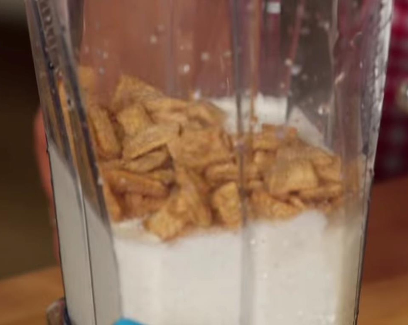step 1 Add Vanilla Bean Ice Cream (2 scoops), Ice (1/2 cup), Milk (3/4 cup), Cinnamon Toast Crunch™ Cereal (2 Tbsp), Cinnamon Syrup (1 Tbsp), and Granulated Sugar (1 tsp) to a blender, and blend until smooth.