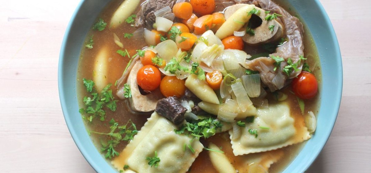 Beef Shank Soup with Pasta & Ravioli Recipe | SideChef