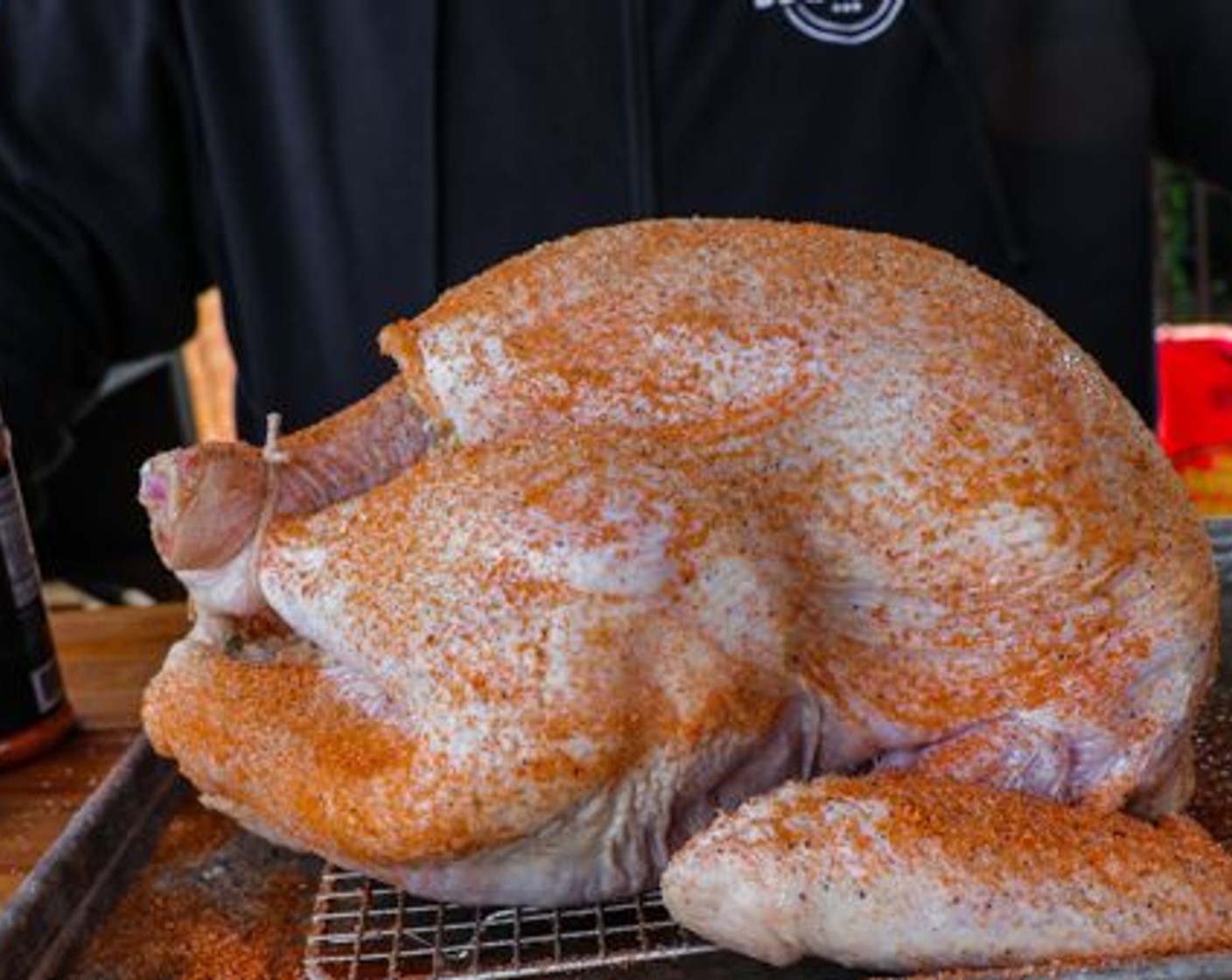 step 4 Spray the skin with Vegetable Oil Cooking Spray (as needed) and season with All-Purpose Spice Rub (to taste) followed by Barbecue Rub (to taste).