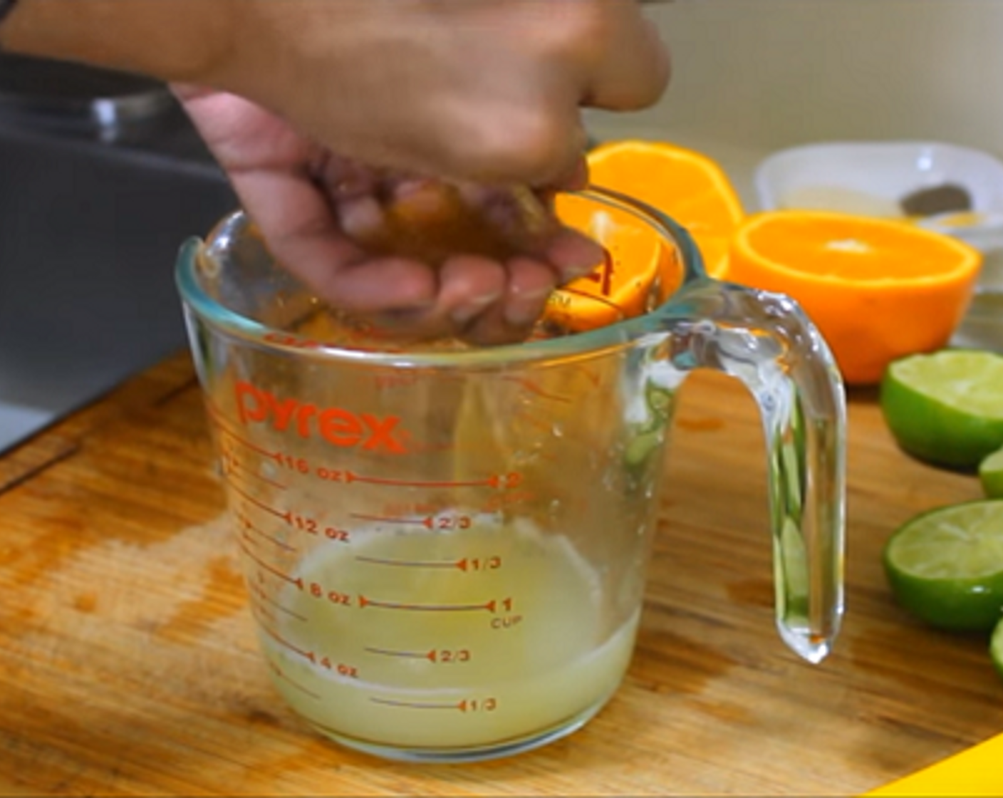 step 2 Juice the Limes (4) into a container.