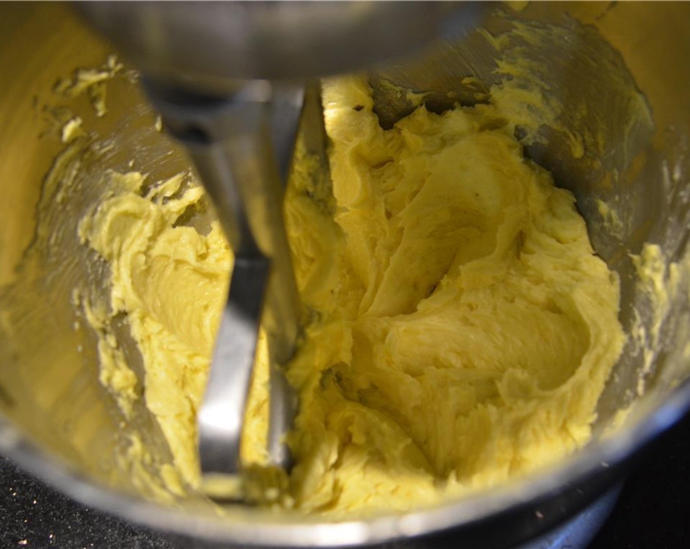 step 2 Second, add the Vanilla Essence (1 tsp) and Eggland's Best Classic Egg (1/3 cup), and mix thoroughly. Finally add the Cake Flour (3 1/3 cups) and just mix until combined.