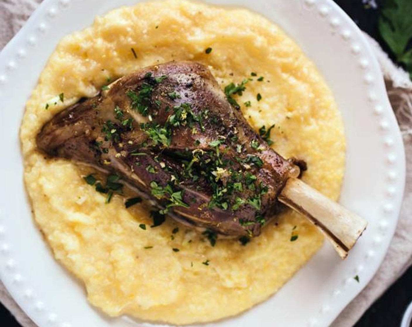 Braised Lamb Shanks with Mustard and Gremolata