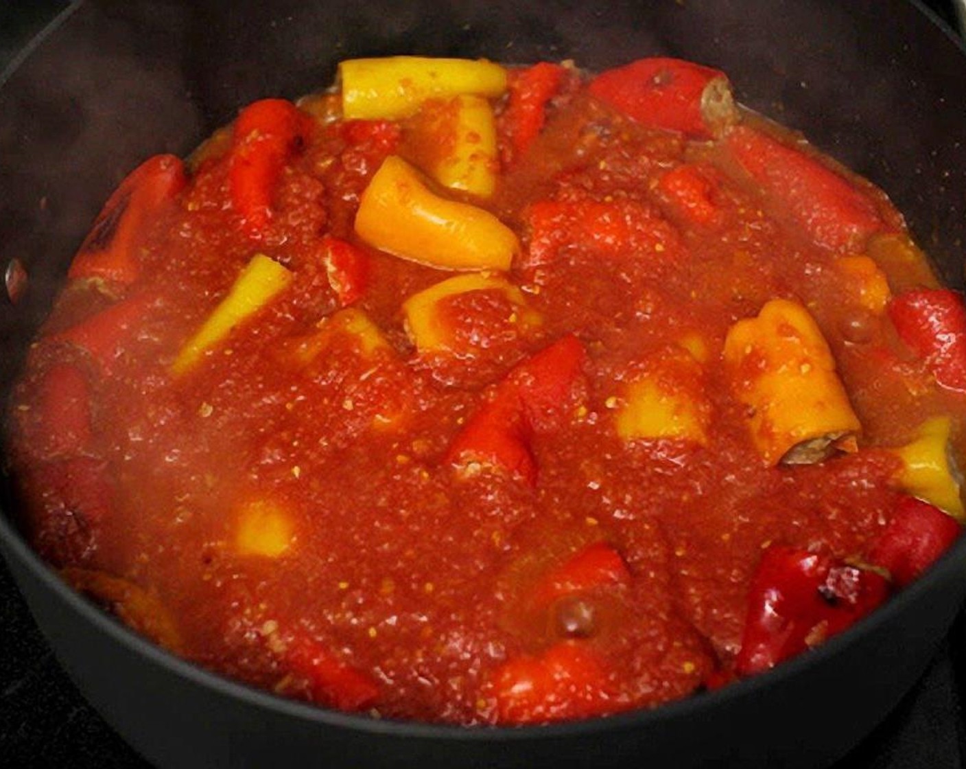 step 10 Cook the peppers at a simmer for about 15 to 20 minutes, depending on how big the peppers are.