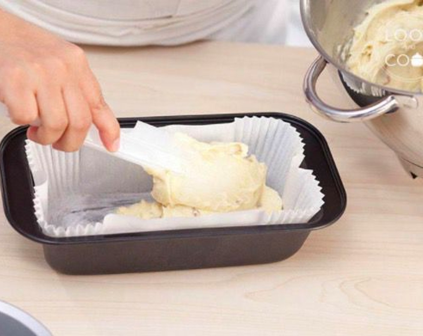 step 9 Pour the mixture into a prepared tin. Tin can be lined with parchment sheet or liner.