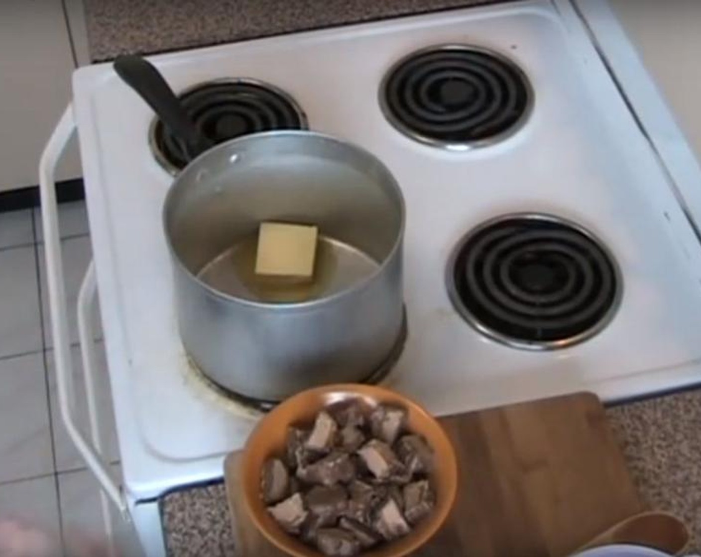 step 1 Start melting the Unsalted Butter (3 1/2 Tbsp) in a saucepan on low heat.